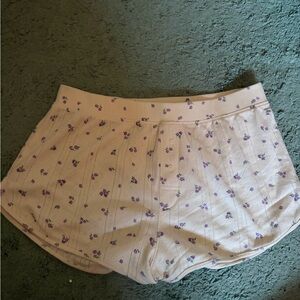 Victoria's Secret PINK Cream Shorts with Purple Floral Design